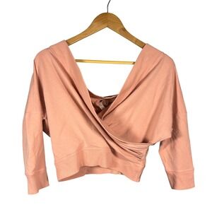 Karma Margot Cover Up Womens Medium Papaya Whip Pink Surplice Wrap Cropped Top